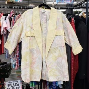 Vintage 1980s Spring Pastel Brushstroke Open Overcoat
